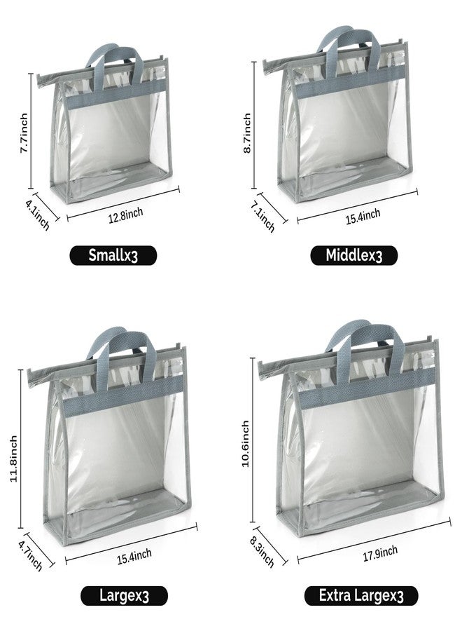 Gymdin 12 Pack Dust Bags for Handbags - 4-Size Set Hanging Purse Organizer for Closet with Zipper and Handle, Clear Purse Storage Organizer for Handbag, Reusable Purse Organizer - Image 2
