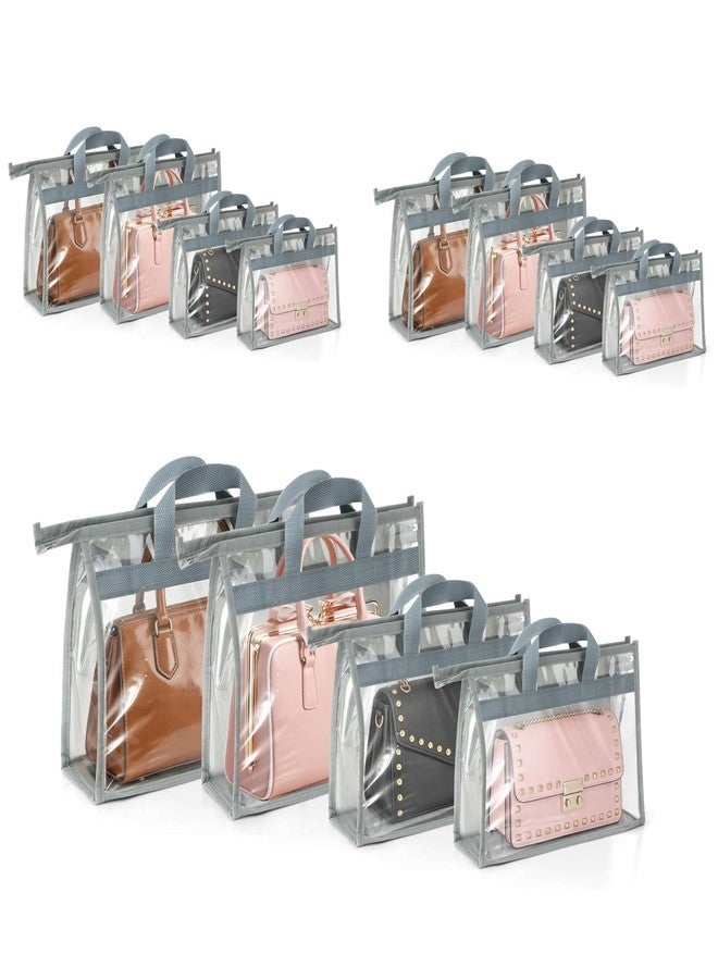 Gymdin 12 Pack Dust Bags for Handbags - 4-Size Set Hanging Purse Organizer for Closet with Zipper and Handle, Clear Purse Storage Organizer for Handbag, Reusable Purse Organizer - Image 1