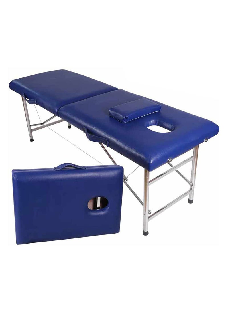 brunson Portable Bed Foldable Massage Tables with Pillow SPA Bed with Stainless Steel Frame 2 Fold Black for SPA Salon Tattoo Massage Therapeutic Treatment Massage Table Adjustable Table 180cm Long 70cm Wide 2 Fold PU Portable Salon Massage Bed  - Image 1