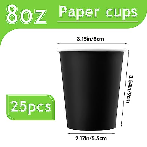 Fedmut 8oz Black Paper CupsPaper Coffee CupsDisposable Drinking Cups HotCold Beverage Paper CupsPaper Party Cups Ideal for Hot Water Juice Party Picnic25 Pack - Image 5