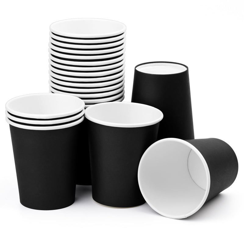 Fedmut 8oz Black Paper CupsPaper Coffee CupsDisposable Drinking Cups HotCold Beverage Paper CupsPaper Party Cups Ideal for Hot Water Juice Party Picnic25 Pack - Image 3