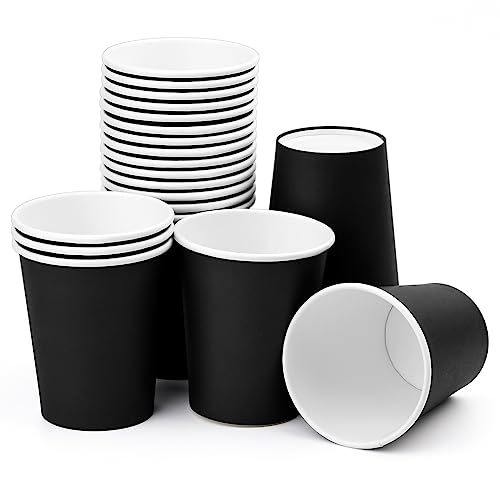Fedmut 8oz Black Paper CupsPaper Coffee CupsDisposable Drinking Cups HotCold Beverage Paper CupsPaper Party Cups Ideal for Hot Water Juice Party Picnic25 Pack - Image 2