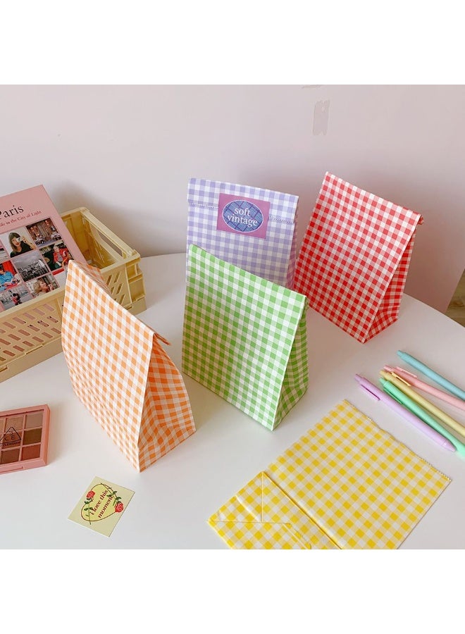 50pcs Multicoulour Grid Cute Sweet Girls Gift Bags For Birthday Weddings Party Holiday Present Storage Bags Personality DIY Small Gift Bags for Kids Birthday Party - Image 1