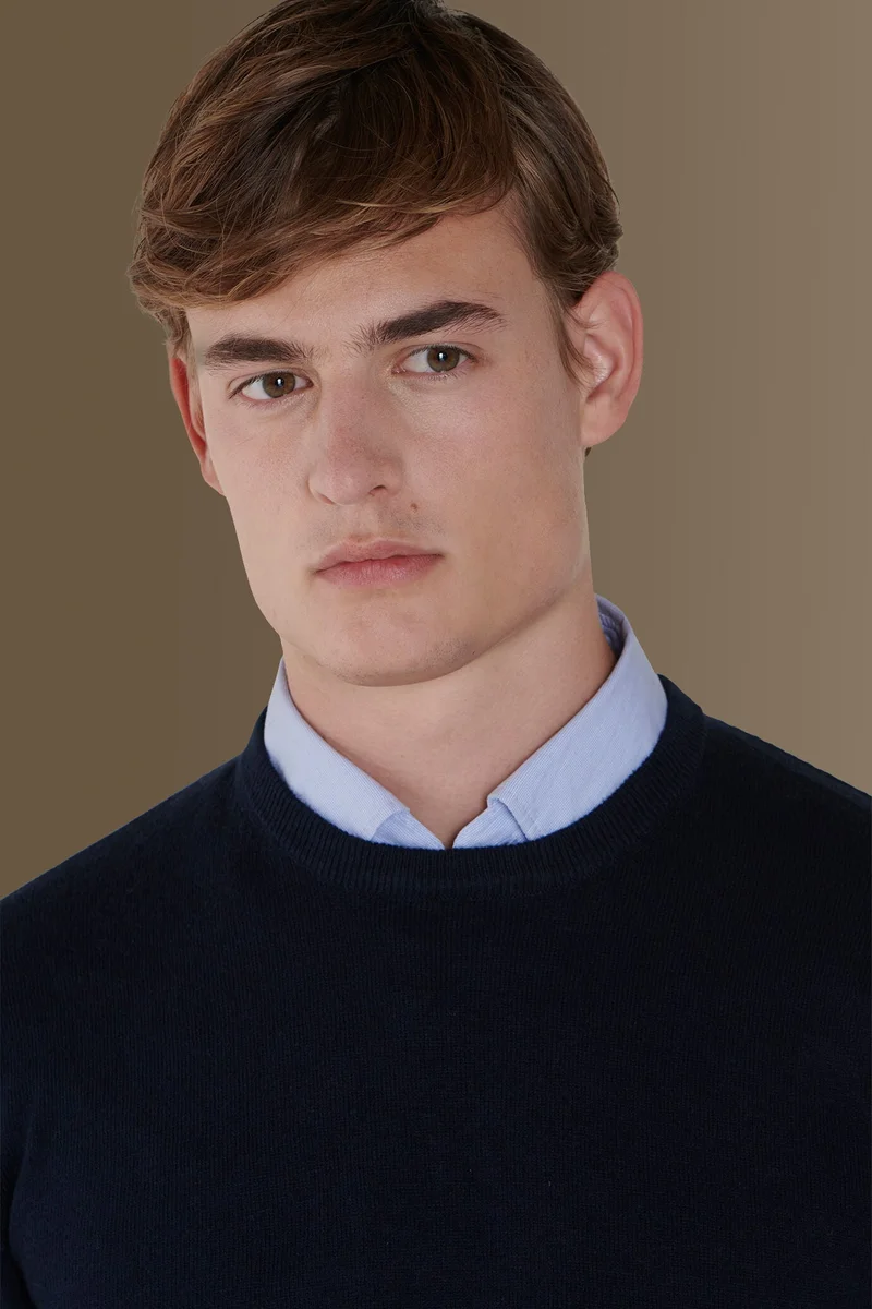 دوبل غانغر Round neck sweater - DK Blue