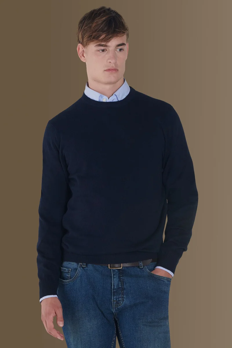 Round neck sweater - DK Blue