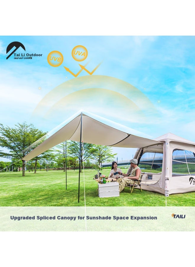 Taili Automatic Inflatable Sky Tent 21 Square Meters Large Camping Sunshade Rainproof Overnight Tent Built-in Air Pump Khaki - Image 5