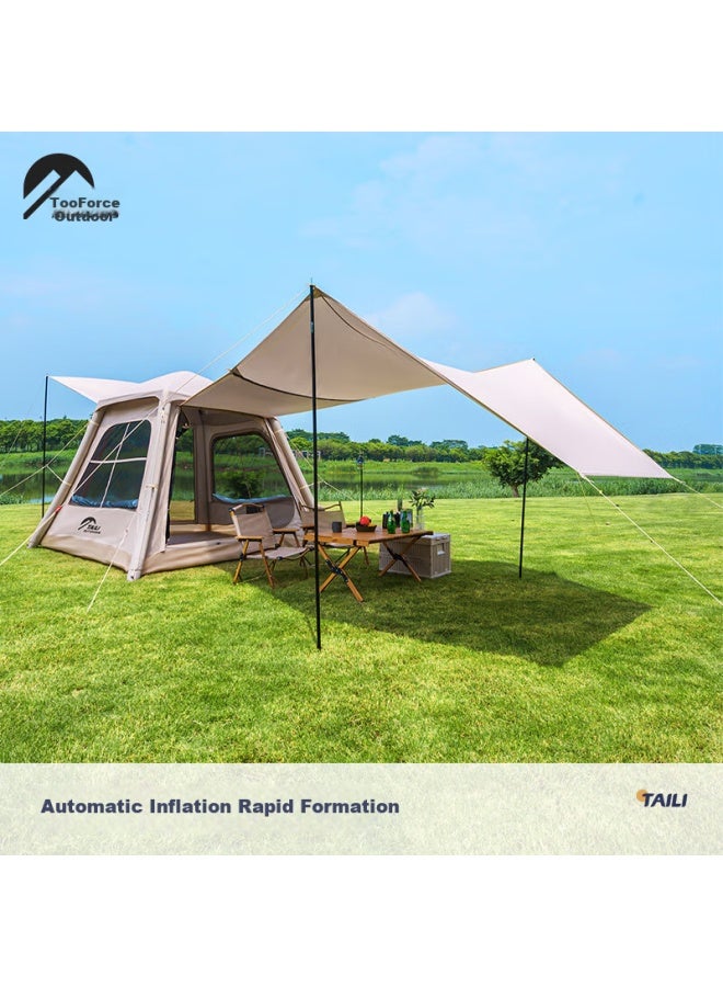 Taili Automatic Inflatable Sky Tent 21 Square Meters Large Camping Sunshade Rainproof Overnight Tent Built-in Air Pump Khaki - Image 2