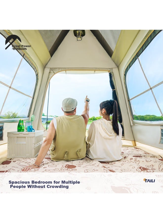Taili Automatic Inflatable Sky Tent 21 Square Meters Large Camping Sunshade Rainproof Overnight Tent Built-in Air Pump Khaki - Image 3
