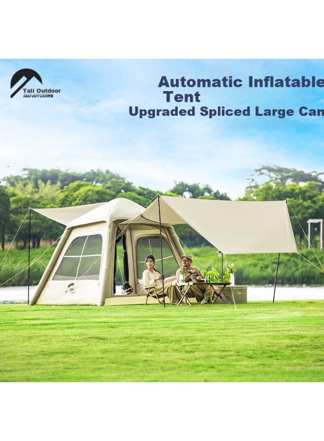 Taili Automatic Inflatable Sky Tent 21 Square Meters Large Camping Sunshade Rainproof Overnight Tent Built-in Air Pump Khaki - Image 1