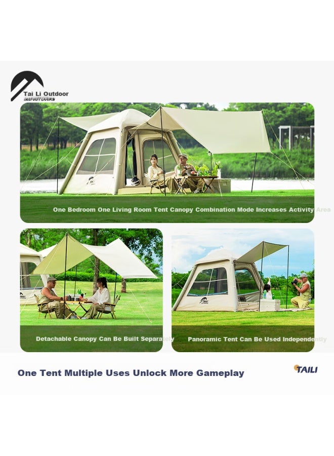 Taili Automatic Inflatable Sky Tent 21 Square Meters Large Camping Sunshade Rainproof Overnight Tent Built-in Air Pump Khaki - Image 4