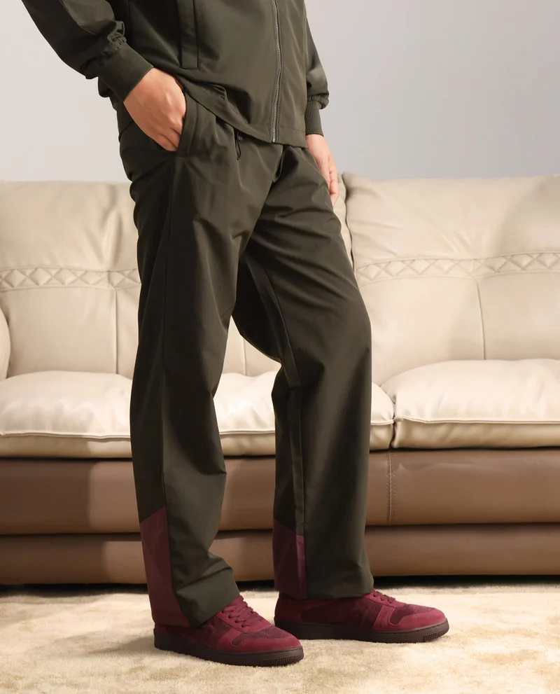 Rare Rabbit Men's Cut And Sew Regular Fit Trackpant