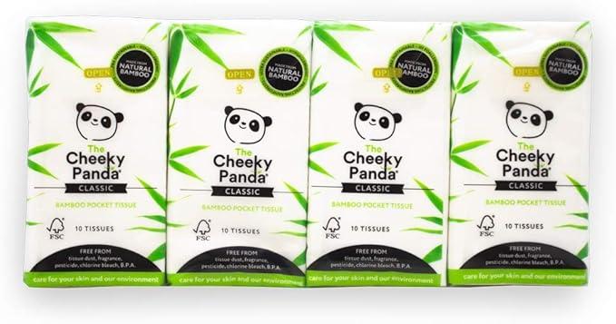 The Cheeky Panda Bamboo Pocket Tissues 8 Pack of 10 Hypoallergenic Tissues Ultra Soft 3Ply White Travel Size - Image 3