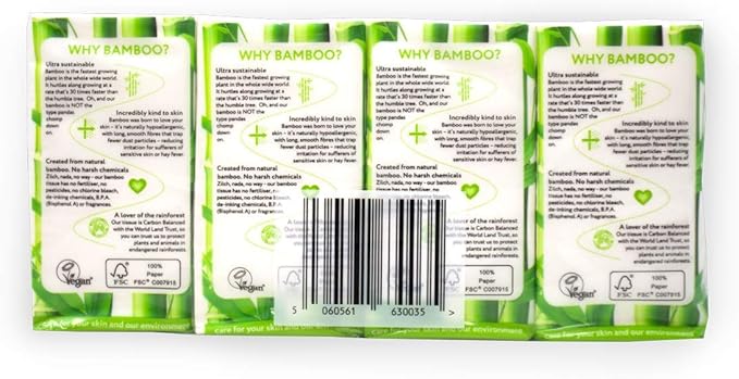 The Cheeky Panda Bamboo Pocket Tissues 8 Pack of 10 Hypoallergenic Tissues Ultra Soft 3Ply White Travel Size - Image 4
