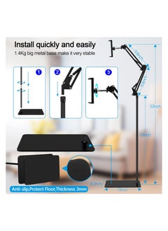 GUDOO Tablet Floor Stand, Adjustable Universal 360-degree Rotatable Metal Tablet Holder, Phone Stand for iPad/iPhoneX/iPad Pro or Other 4.7-12.9 Inch-Screen Devices  - Image 5