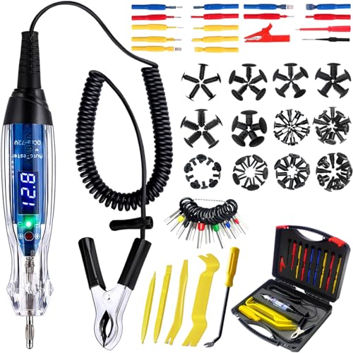 AWBLIN 101PCS Automotive Test Light Probe Kit, 3-72V DC LED Digital Automotive Circuit Tester, Car Retainer Clips & Fastener Remover & Terminal Pin Removal Tool Set with Black Carrying Case - Image 1