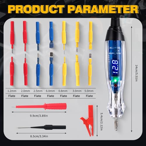 AWBLIN 101PCS Automotive Test Light Probe Kit, 3-72V DC LED Digital Automotive Circuit Tester, Car Retainer Clips & Fastener Remover & Terminal Pin Removal Tool Set with Black Carrying Case - Image 5
