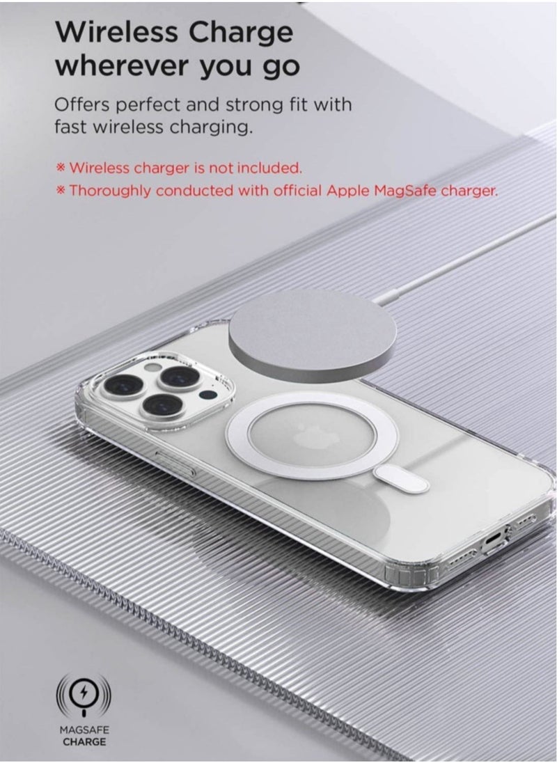 Raxoom Design Crystal Mixx Magnetic designed for iPhone 14 PRO case cover compatible with MagSafe with Tempered Glass Screen Protector and Camera Lens Protector - Clear - Image 3