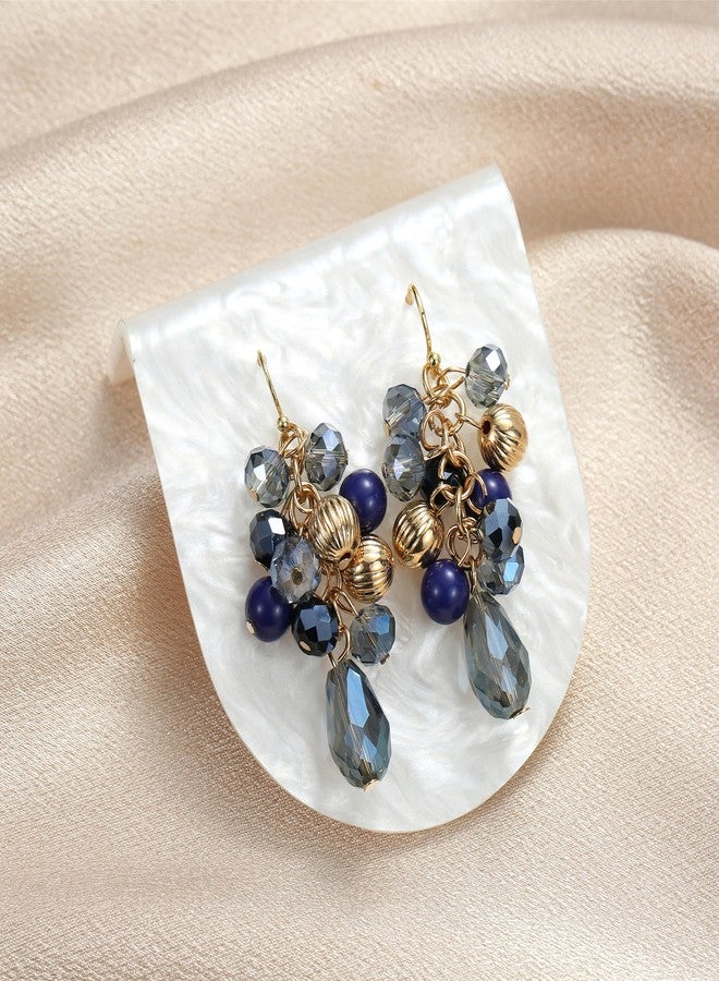 Xalroco Colorful Cluster Dangle Earrings for Women Trendy Statement Long Elegant Sparkly Drop Earrings Boho Fancy Teardrop Dangly Earrings Jewelry Gift (blue) - Image 2