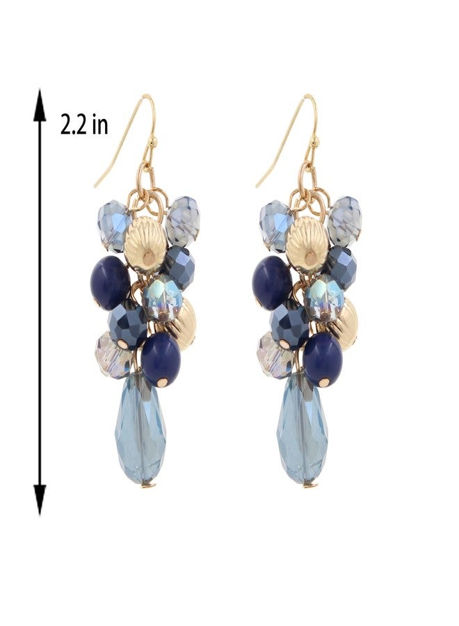 Xalroco Colorful Cluster Dangle Earrings for Women Trendy Statement Long Elegant Sparkly Drop Earrings Boho Fancy Teardrop Dangly Earrings Jewelry Gift (blue) - Image 4
