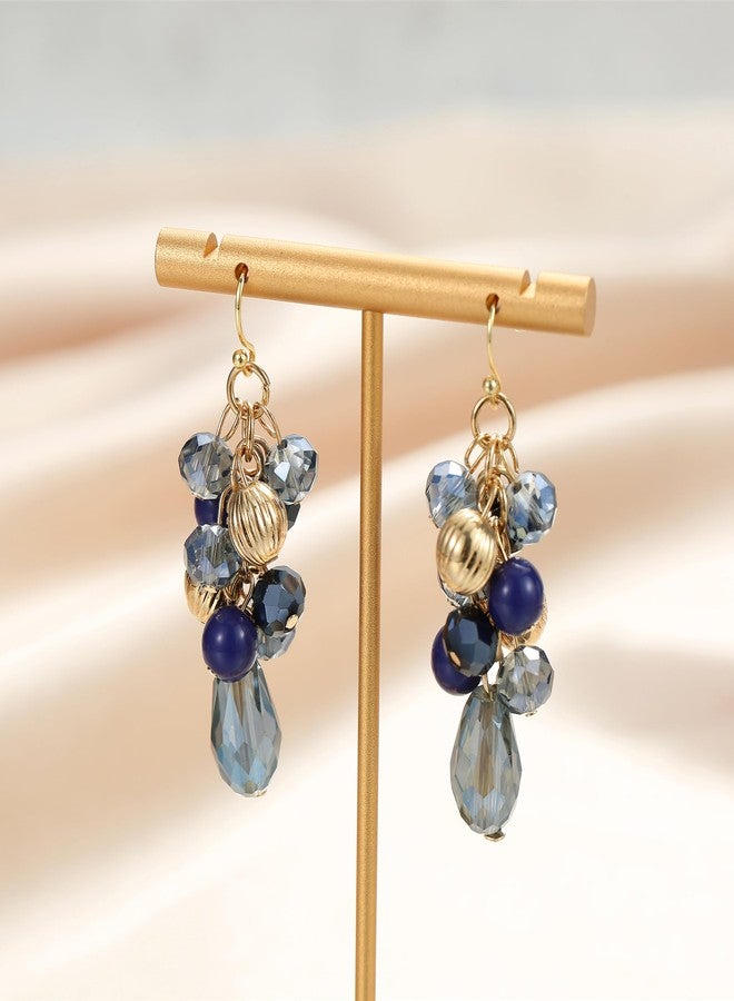 Xalroco Colorful Cluster Dangle Earrings for Women Trendy Statement Long Elegant Sparkly Drop Earrings Boho Fancy Teardrop Dangly Earrings Jewelry Gift (blue) - Image 5
