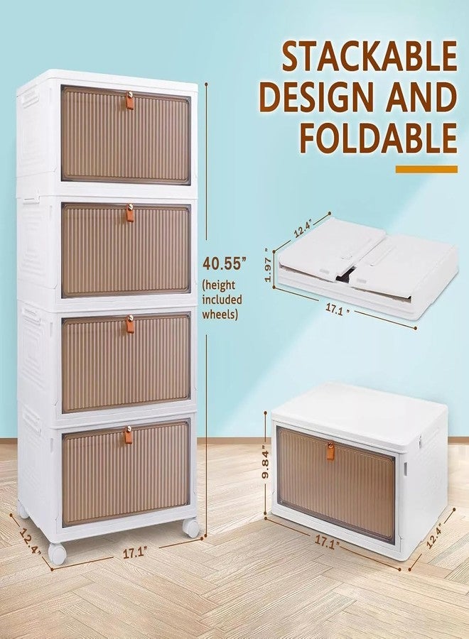 YASONIC 𝟰 𝗧𝗶𝗲𝗿 Foldable Plastic Rack for Storage/Kitchen Cupboard/Versatile and Sturdy Wardrobe for Clothes/Multipurpose Storage Organizer/Closet for Bedroom/Living Room/Laundry Room (Beige) - Image 2