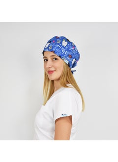 Nur Medikal Giyim Nur Medical Clothing Navy Blue Tooth Patterned Surgical Cap  - Image 1