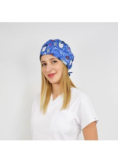 Nur Medikal Giyim Nur Medical Clothing Navy Blue Tooth Patterned Surgical Cap  - Image 4