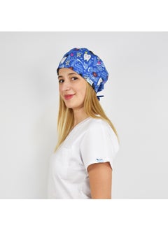 Nur Medikal Giyim Nur Medical Clothing Navy Blue Tooth Patterned Surgical Cap  - Image 3