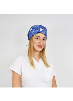 Nur Medikal Giyim Nur Medical Clothing Navy Blue Tooth Patterned Surgical Cap  - Image 2