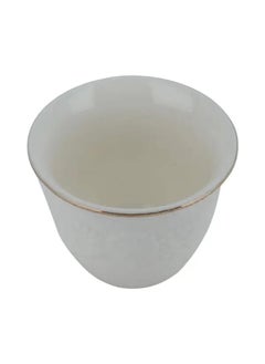 Alsaif Gallery White Porcelain Arabic coffee cups with wooded carving 12 pieces  - Image 3