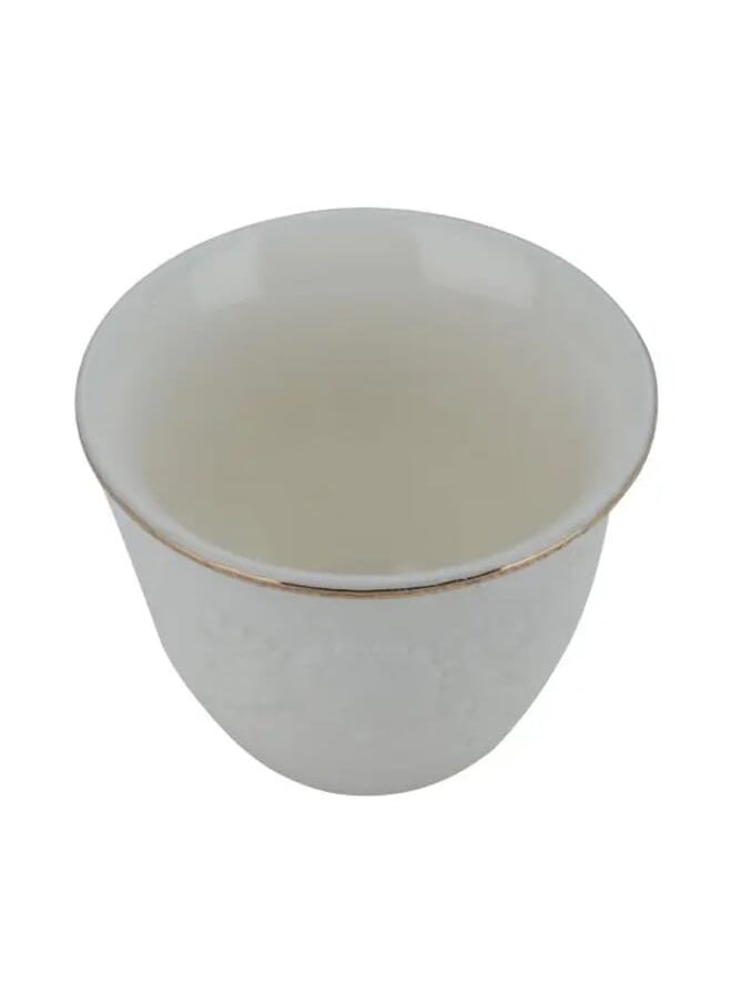 Alsaif Gallery White Porcelain Arabic coffee cups with wooded carving 12 pieces  - Image 3