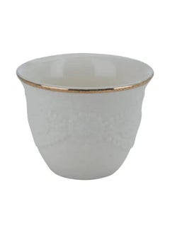 Alsaif Gallery White Porcelain Arabic coffee cups with wooded carving 12 pieces  - Image 2