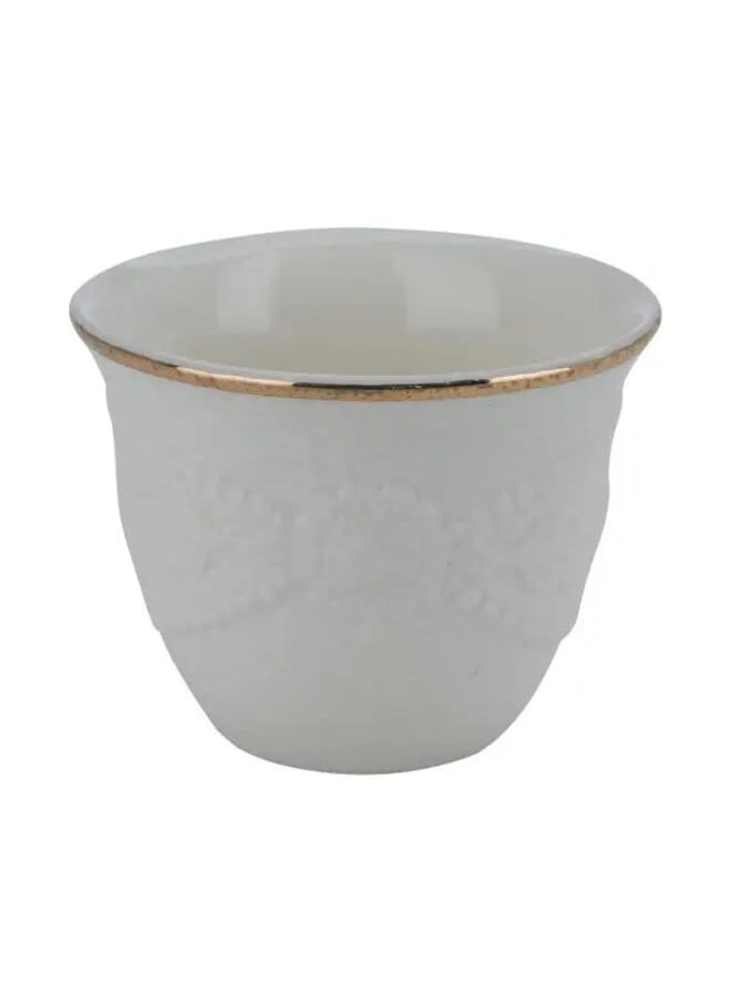 Alsaif Gallery White Porcelain Arabic coffee cups with wooded carving 12 pieces  - Image 2