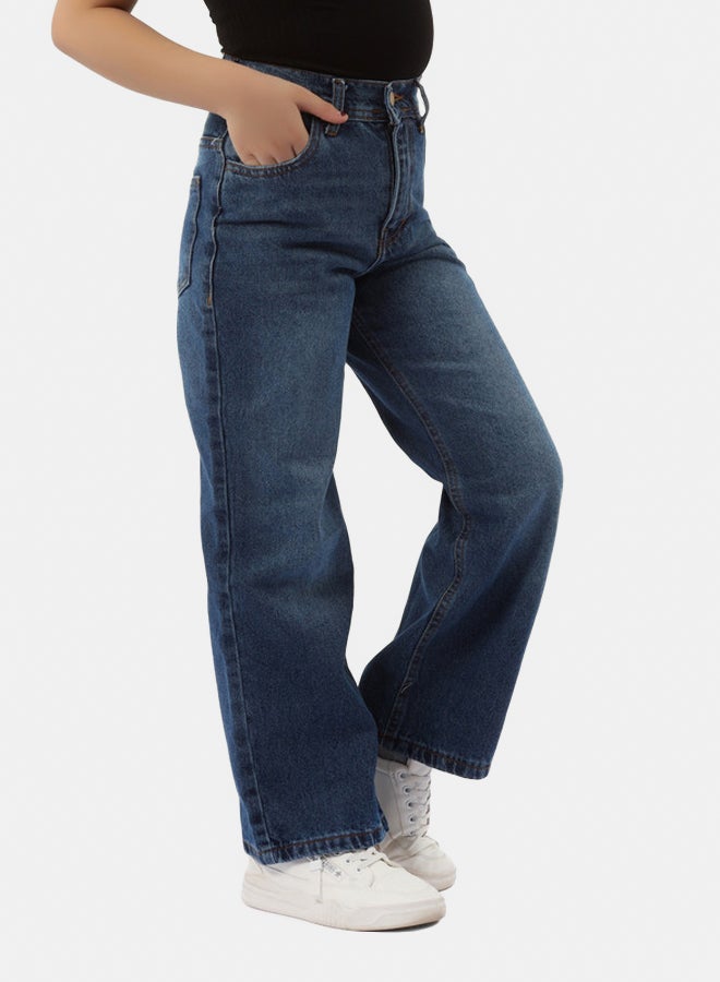 EGY WEAR Girls Navy Jeans Pants - Image 1