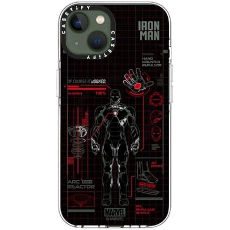 Casetify Clear iPhone 13 Case 【Iron Man Co-Lab/Not Yellowing / 6.6ft Drop Protection/Compatible with Magsafe】 - Iron Man Blue Print Tech - Red - Clear - Image 3