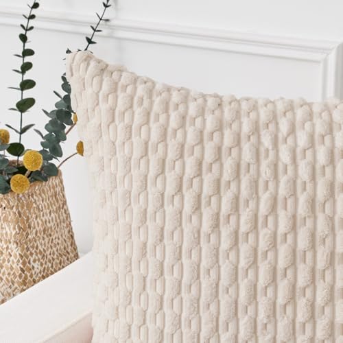 K KEVIN TEXTILE Kevin Textile 14x24 Inch Pillow Cover 1 Pack Boho Decorative Soft Striped Corduroy Lumbar Farmhouse Solid Color Accent Rectangle Cushion Case for Living Room Couch Sofa Bed Cream White - Image 3