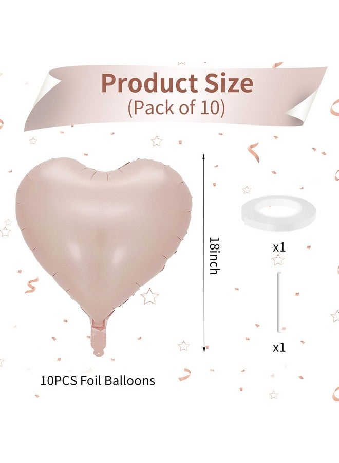 Biapian Baby Pink Heart Balloon, 10Pcs Pink Foil Heart Balloons, 18Inch Pastel Pink Heart Shape Balloons Helium Birthday Party Decorations For Girls Brithday Party, Baby Shower, Valentines Day, Princess Party - Image 2
