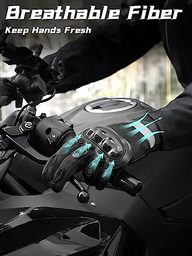 COFIT Breathable Mesh Motorcycle Gloves, Touchscreen Protective Motorbike Gloves for Men and Women BMX ATV MTB Riding, Road Racing, Motocross Racing, Cycling Black M - Image 2