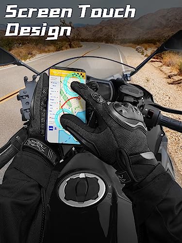 COFIT Breathable Mesh Motorcycle Gloves, Touchscreen Protective Motorbike Gloves for Men and Women BMX ATV MTB Riding, Road Racing, Motocross Racing, Cycling Black M - Image 4