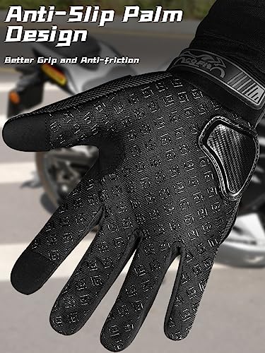 COFIT Breathable Mesh Motorcycle Gloves, Touchscreen Protective Motorbike Gloves for Men and Women BMX ATV MTB Riding, Road Racing, Motocross Racing, Cycling Black M - Image 3