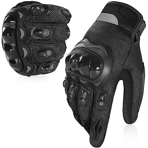 COFIT Breathable Mesh Motorcycle Gloves, Touchscreen Protective Motorbike Gloves for Men and Women BMX ATV MTB Riding, Road Racing, Motocross Racing, Cycling Black M - Image 1