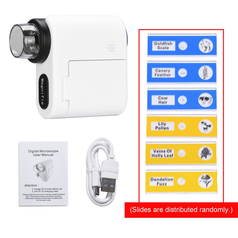 Handheld Digital Microscope for Kids 1000X Magnification 4K Resolution 2.0-Inch LED Screen White - Image 1