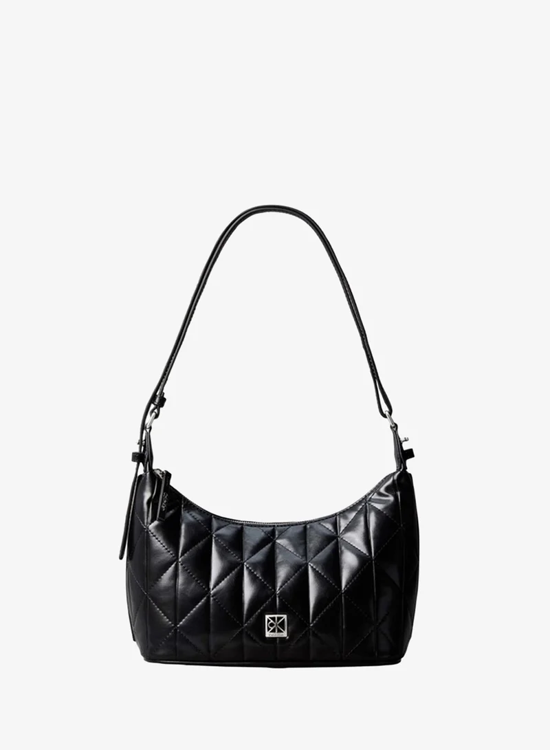 Quilted Emblem Plaque Shoulder Bag