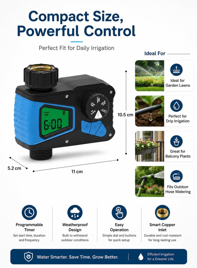Sisily Automatic Watering Timer with Smart Copper Inlet, Programmable Automatic Irrigation Controller, Weatherproof Smart Hose Timer for Garden Lawn Drip & Balcony Plants - Image 5