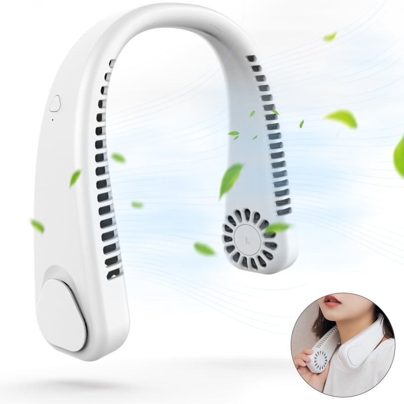 Portable Neck Fan Hand USB Fan Rechargeable Neck Fan Leafless 3 Speeds for Office Travel Outdoor Camping - Image 3