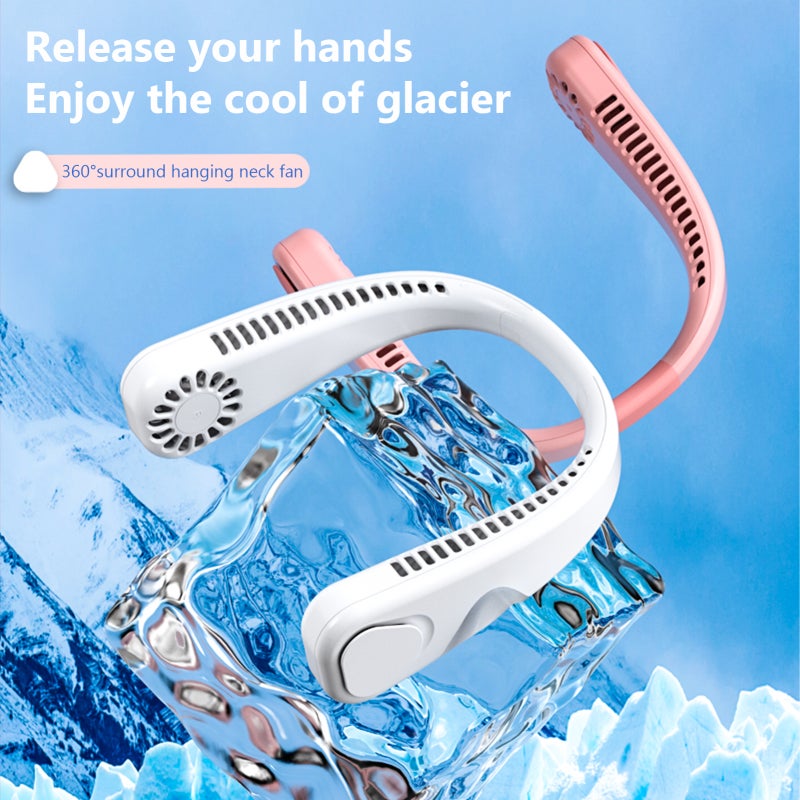 Portable Neck Fan Hand USB Fan Rechargeable Neck Fan Leafless 3 Speeds for Office Travel Outdoor Camping - Image 4