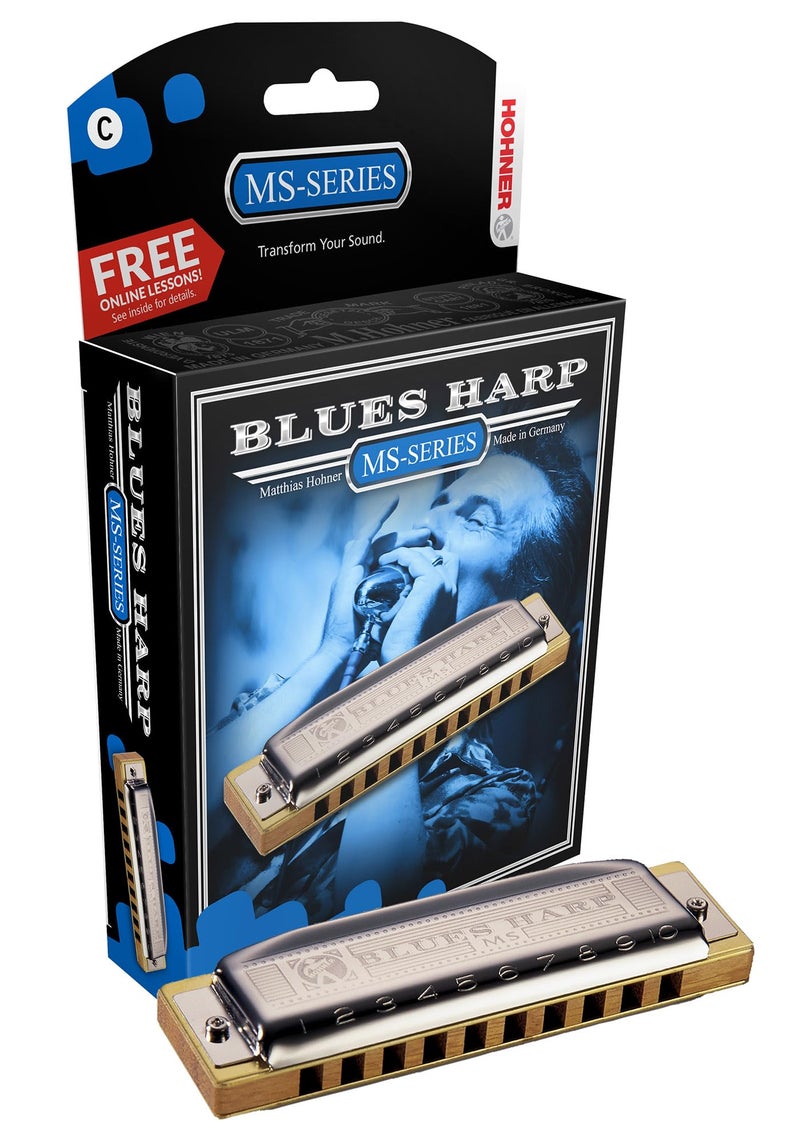 Hohner 532 Blues Harp MS Harmonica - Key of C Bundle with Case, Pouch, Austin Bazaar Online Manual, and Polishing Cloth - Image 4