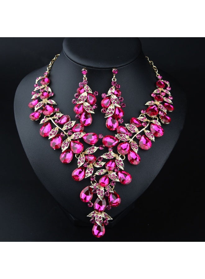 NIBEMINENT European and American Fashion Statement Rhinestone Necklace and Earring Set