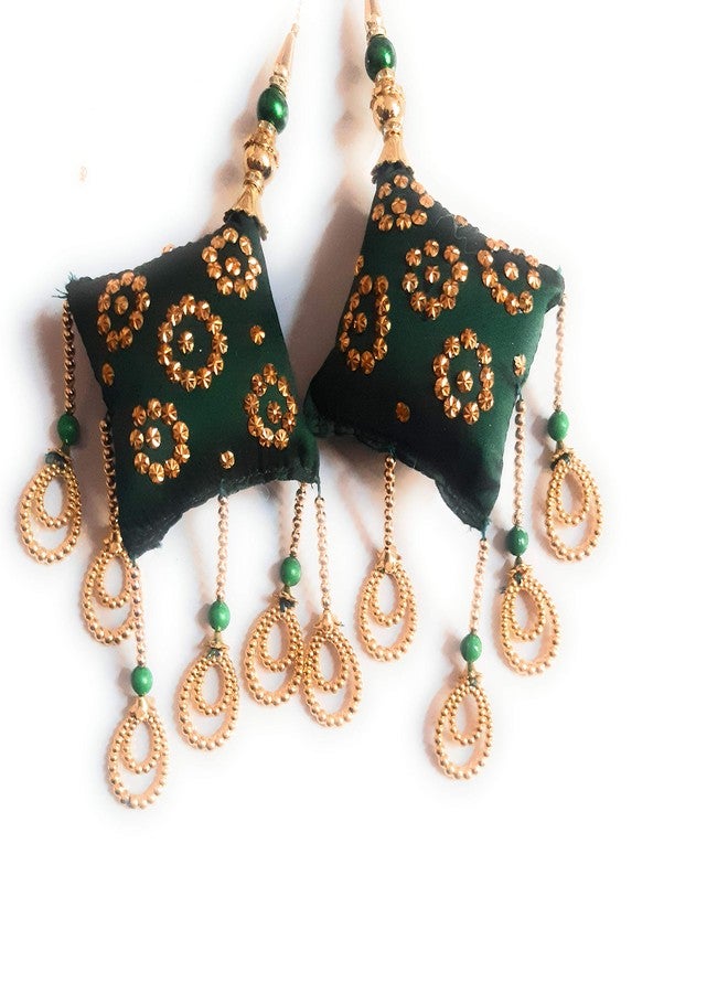Libas Fashion بلوزة Libas Fashion مصنوعة يدويًا من قماش Latkan الثقيل للسيدات Lehanga شرابات ساري Latkan Fancy Designer شرابات قطعتين (أخضر داكن) - Image 2