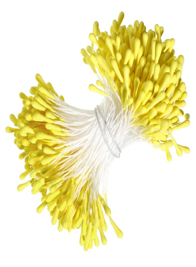 EupHHonycs 400Pcs 3mm Double Heads Flower Stamen Yellow Pearl Handmade Flower Stamen Artificial Flowers Stamens Pistil Matt Pearl Floral Stamens for DIY Christmas Card Wedding Scrapbook Decoration Flowers Making - Image 1
